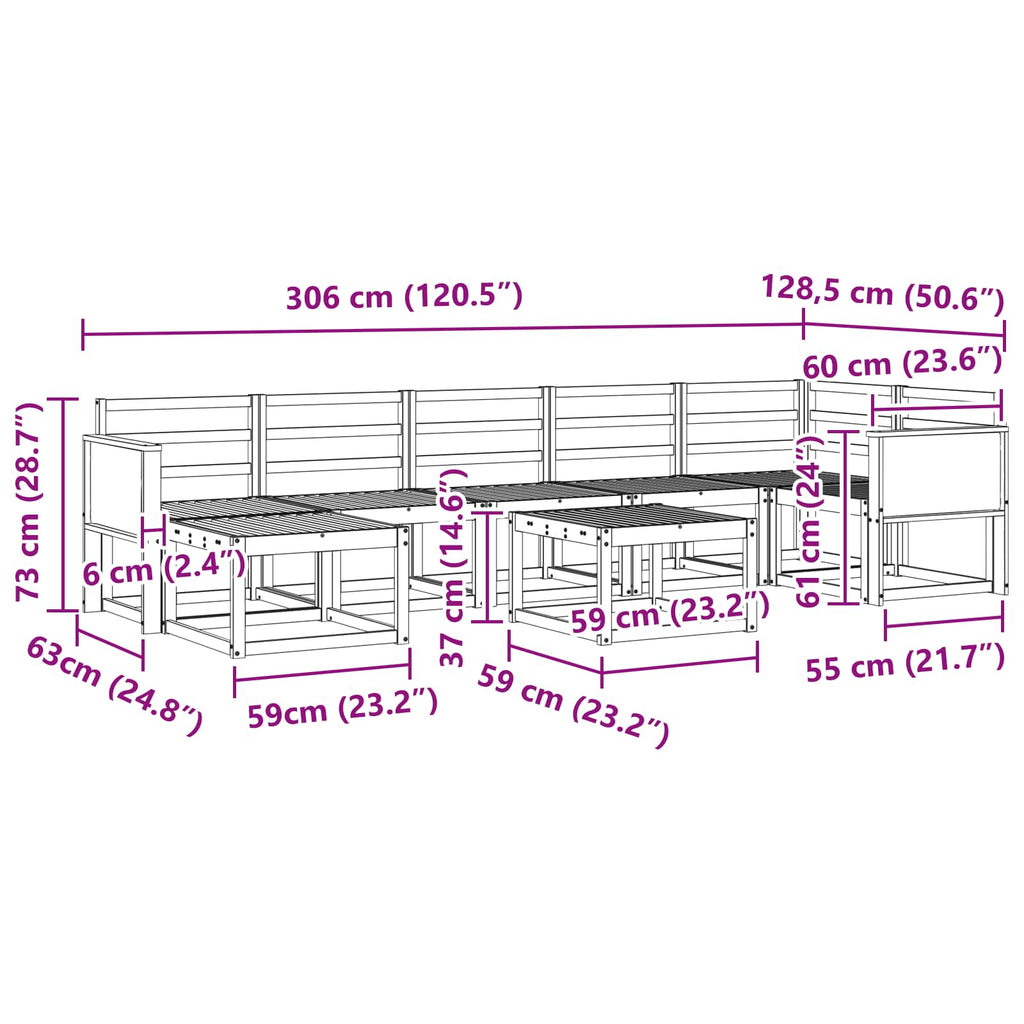 Outdoor-Sofagarnitur 8 pcs Natur Massivholz Akazie