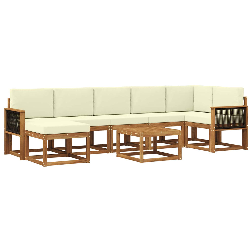 Outdoor-Sofagarnitur mit Kissen 8 pcs Natur und Creme Polyester