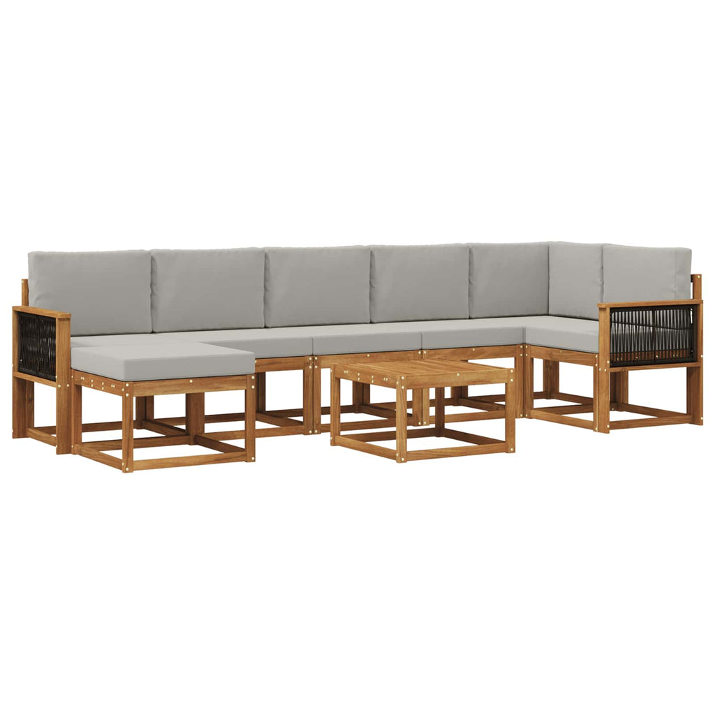 Outdoor-Sofagarnitur 8 pcs Natürlich und Hellgrau Polyester