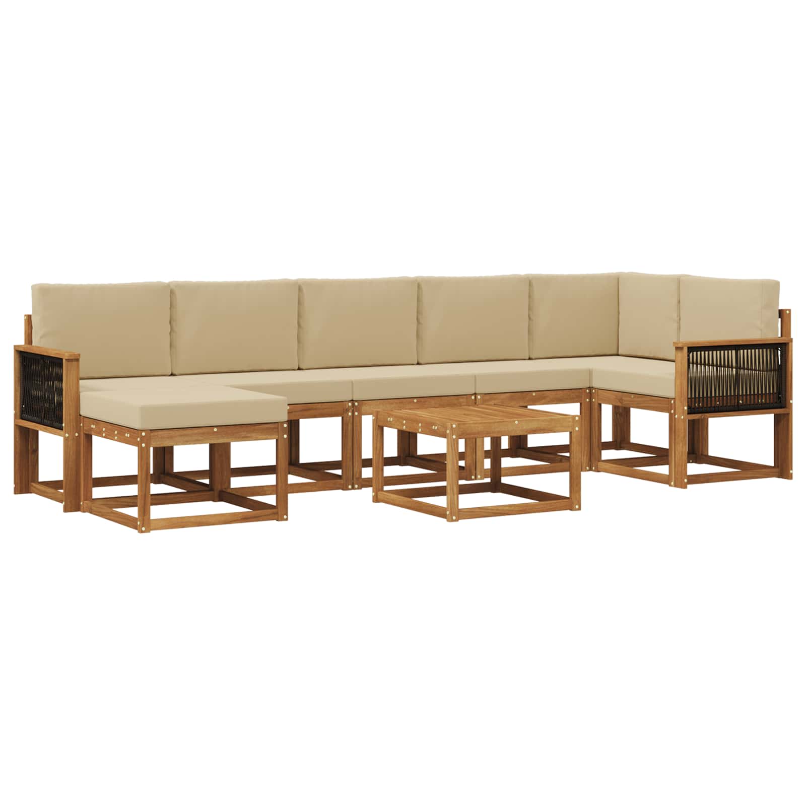 Outdoor-Sofagarnitur mit Kissen 8 pcs Natur und Beige Polyester