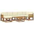 Outdoor-Sofagarnitur mit Kissen 8 pcs Natur und Creme Polyester