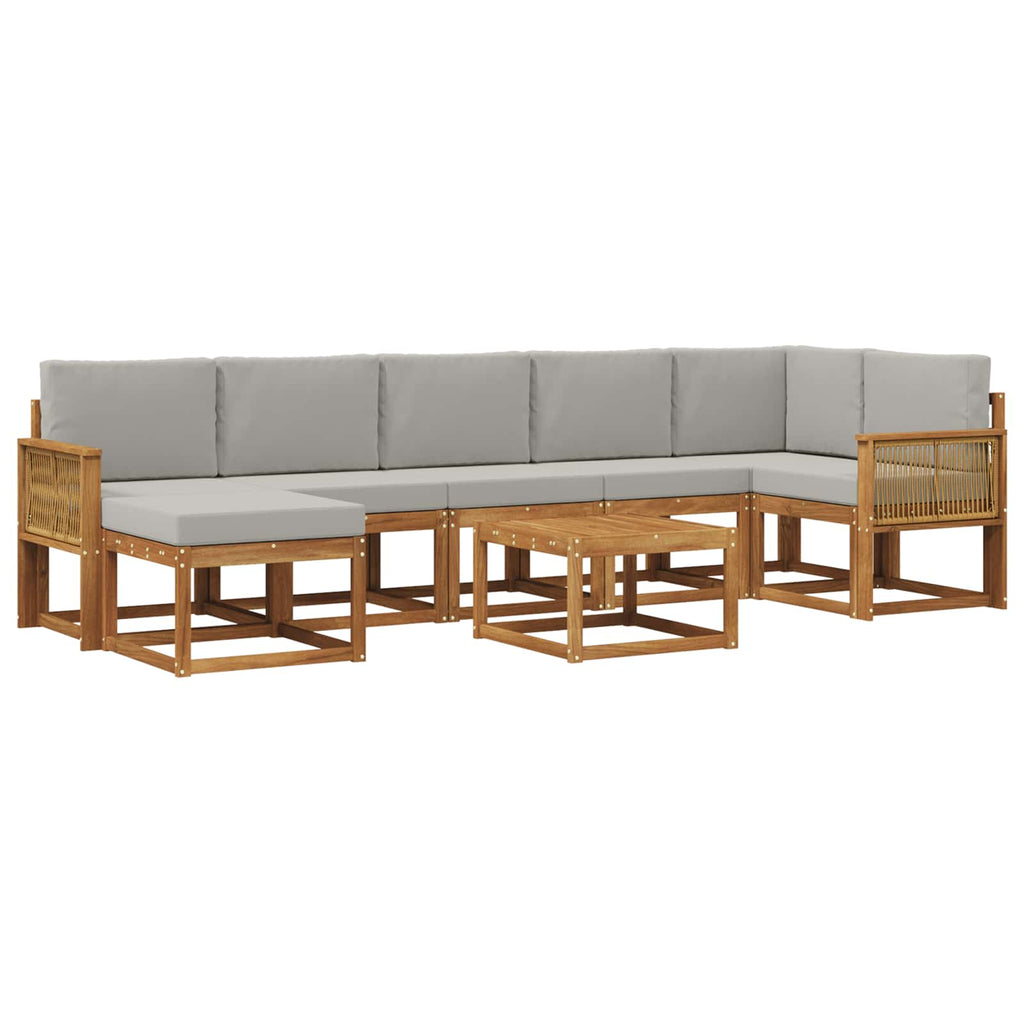 Outdoor-Sofagarnitur 8 pcs Natürlich und Hellgrau Polyester