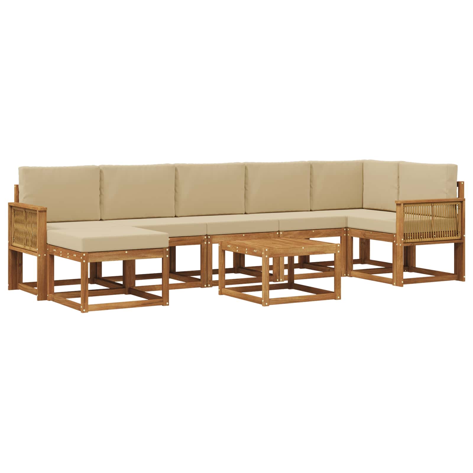 Outdoor-Sofagarnitur mit Kissen 8 pcs Natur und Beige Polyester