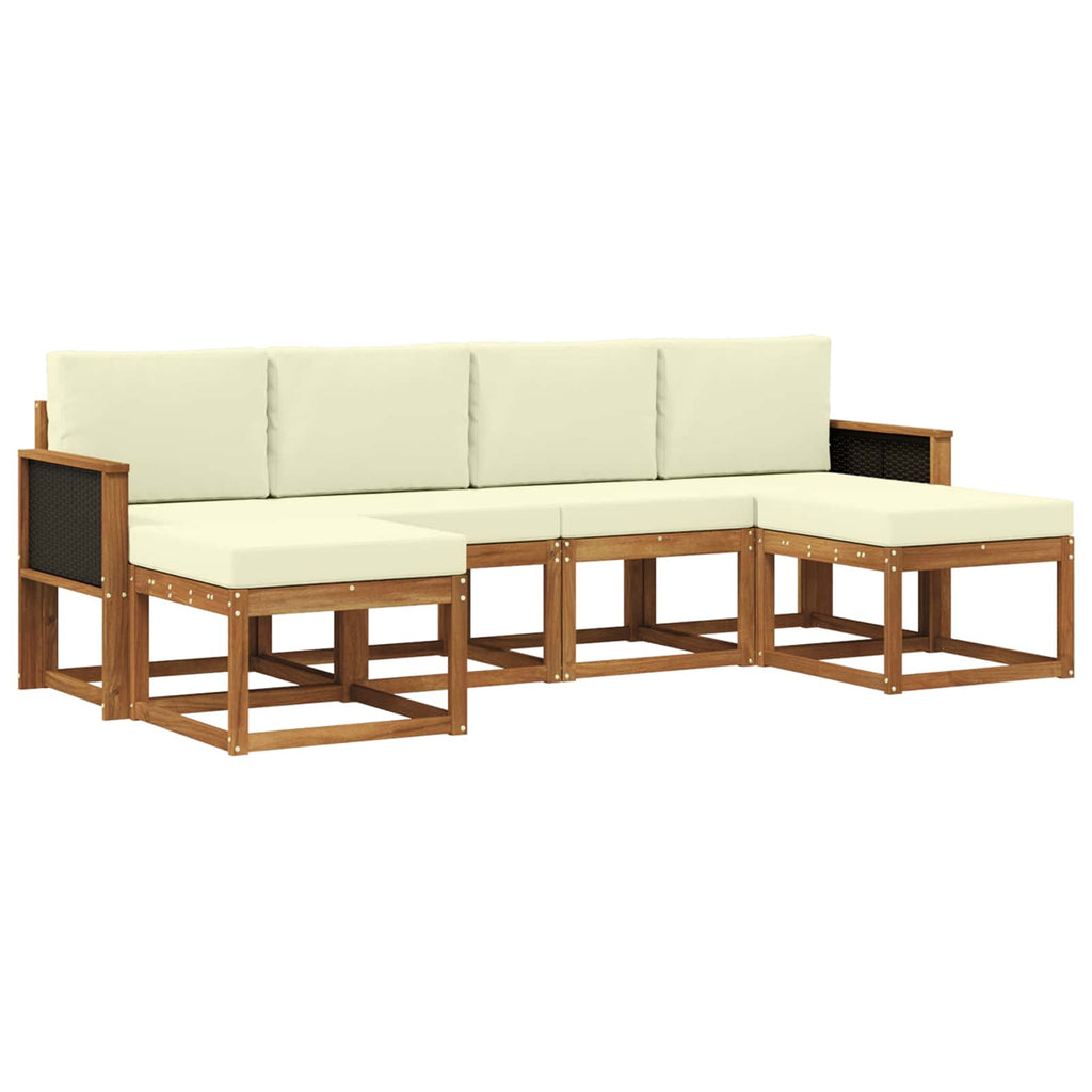 Outdoor-Sofagarnitur mit Kissen 6 pcs Natur und Creme Polyester