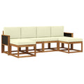 Outdoor-Sofagarnitur mit Kissen 6 pcs Natur und Creme Polyester