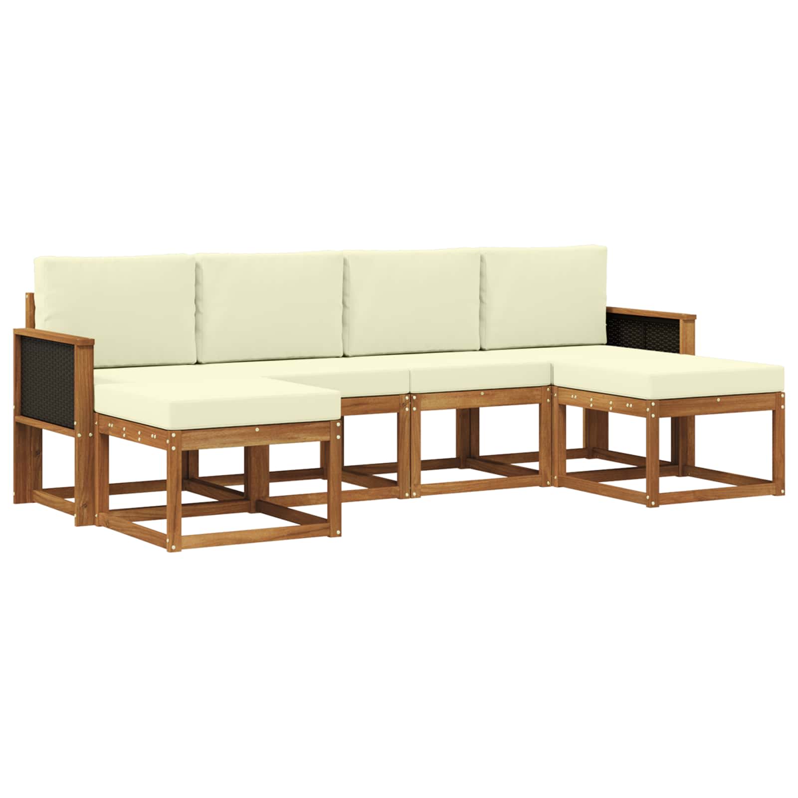 Outdoor-Sofagarnitur mit Kissen 6 pcs Natur und Creme Polyester