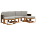 Outdoor-Sofagarnitur 6 pcs Natürlich und Hellgrau Polyester