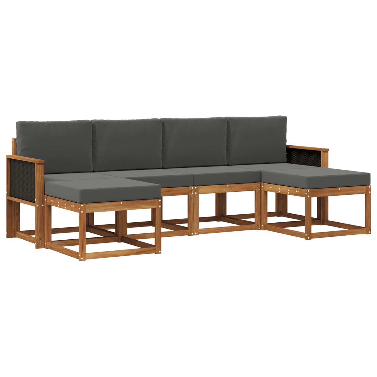 Outdoor-Sofagarnitur 6 pcs Natur und Anthrazit Polyester