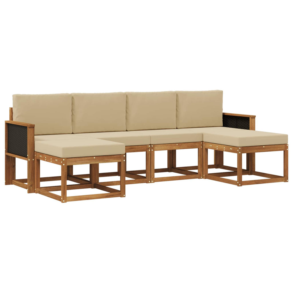 Outdoor-Sofagarnitur mit Kissen 6 pcs Natur und Beige Polyester