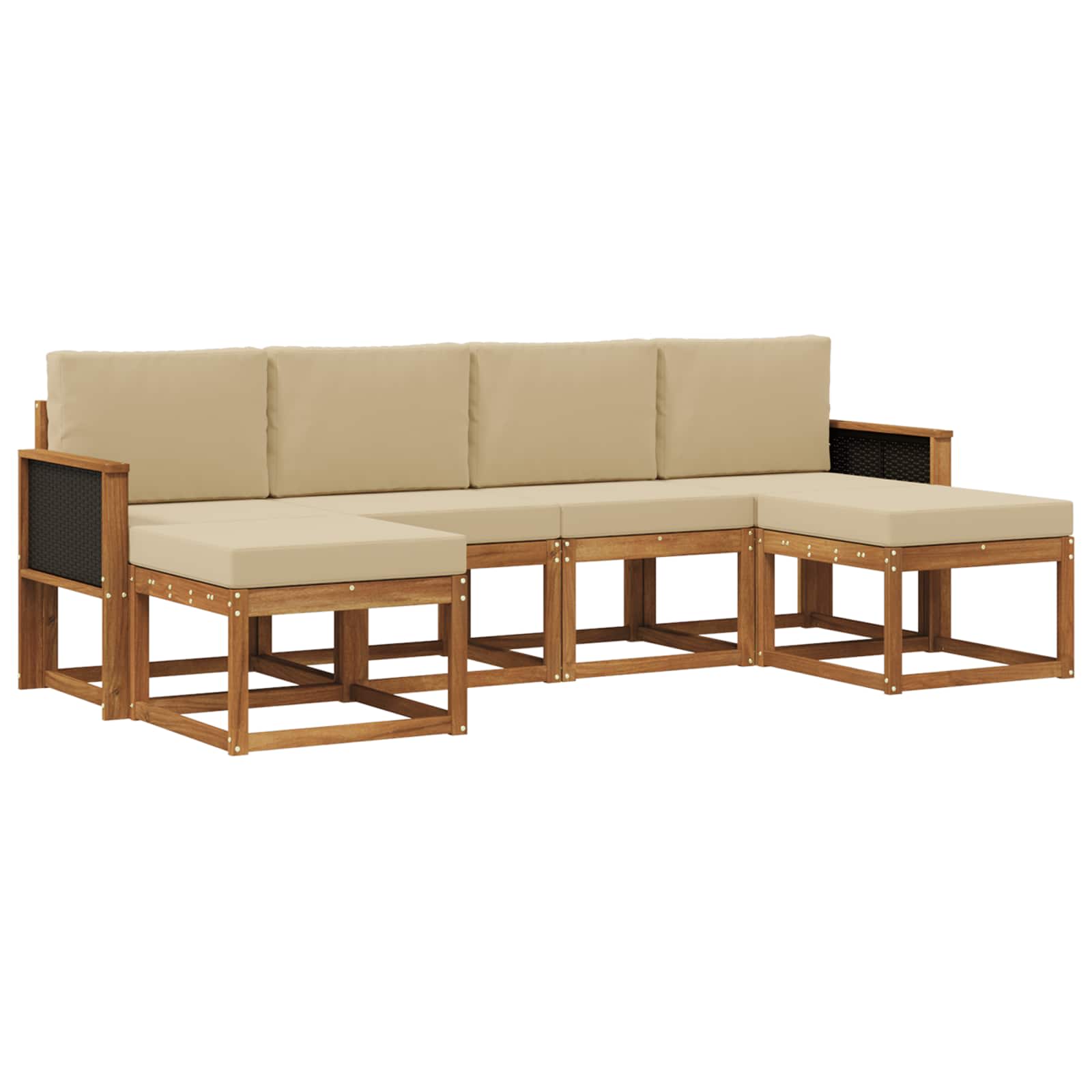 Outdoor-Sofagarnitur mit Kissen 6 pcs Natur und Beige Polyester