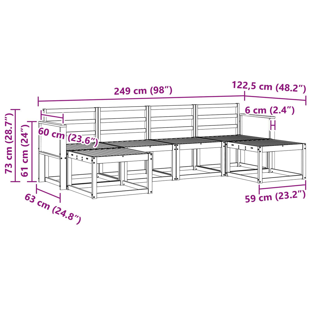 Outdoor-Sofagarnitur 6 pcs Natur Massivholz Akazie