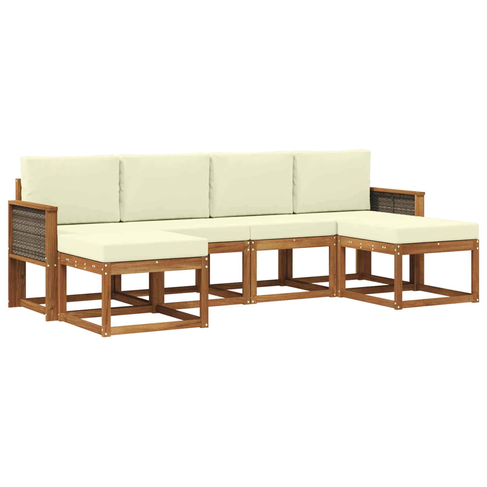 Outdoor-Sofagarnitur mit Kissen 6 pcs Natur und Creme Polyester