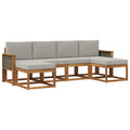Outdoor-Sofagarnitur 6 pcs Natürlich und Hellgrau Polyester