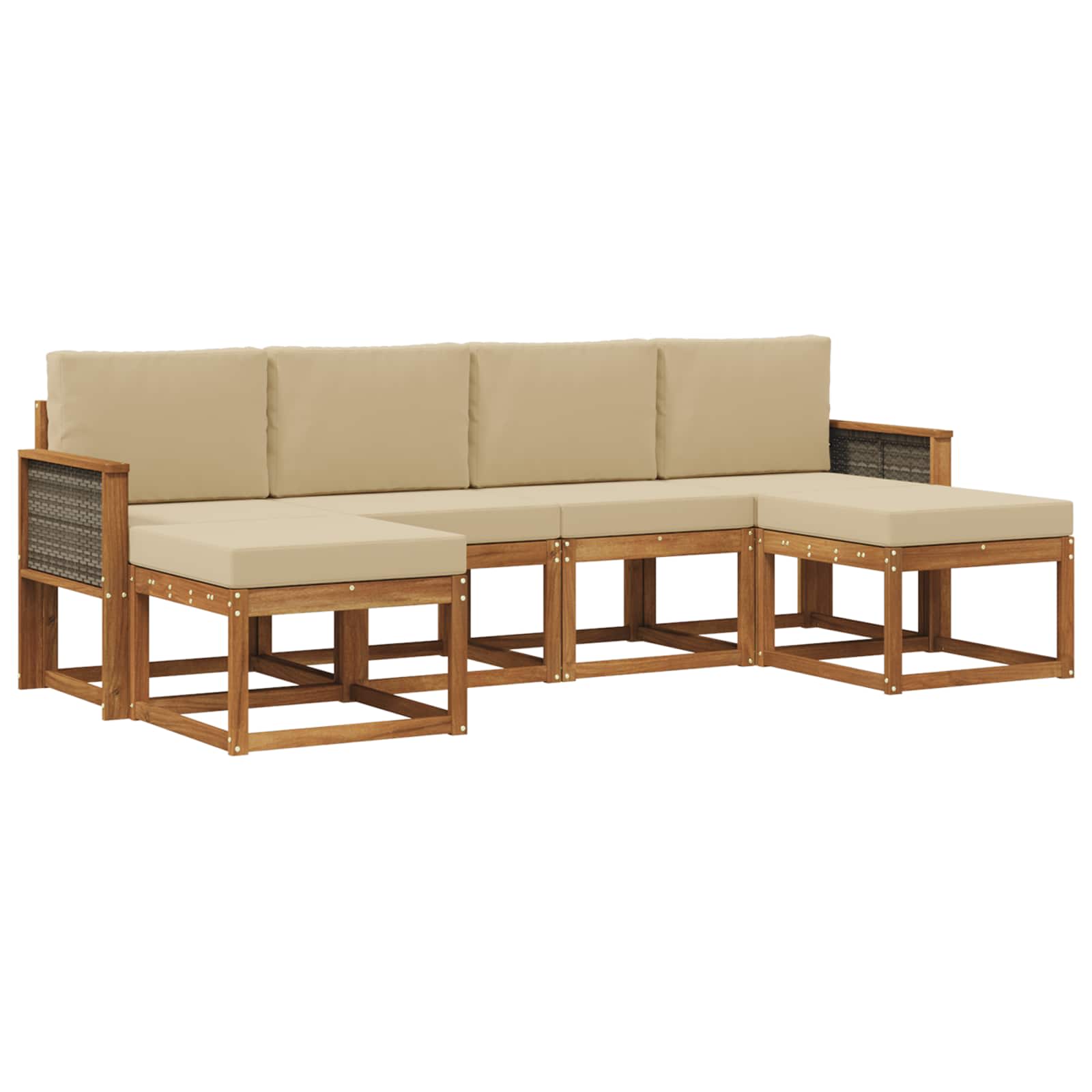 Outdoor-Sofagarnitur mit Kissen 6 pcs Natur und Beige Polyester