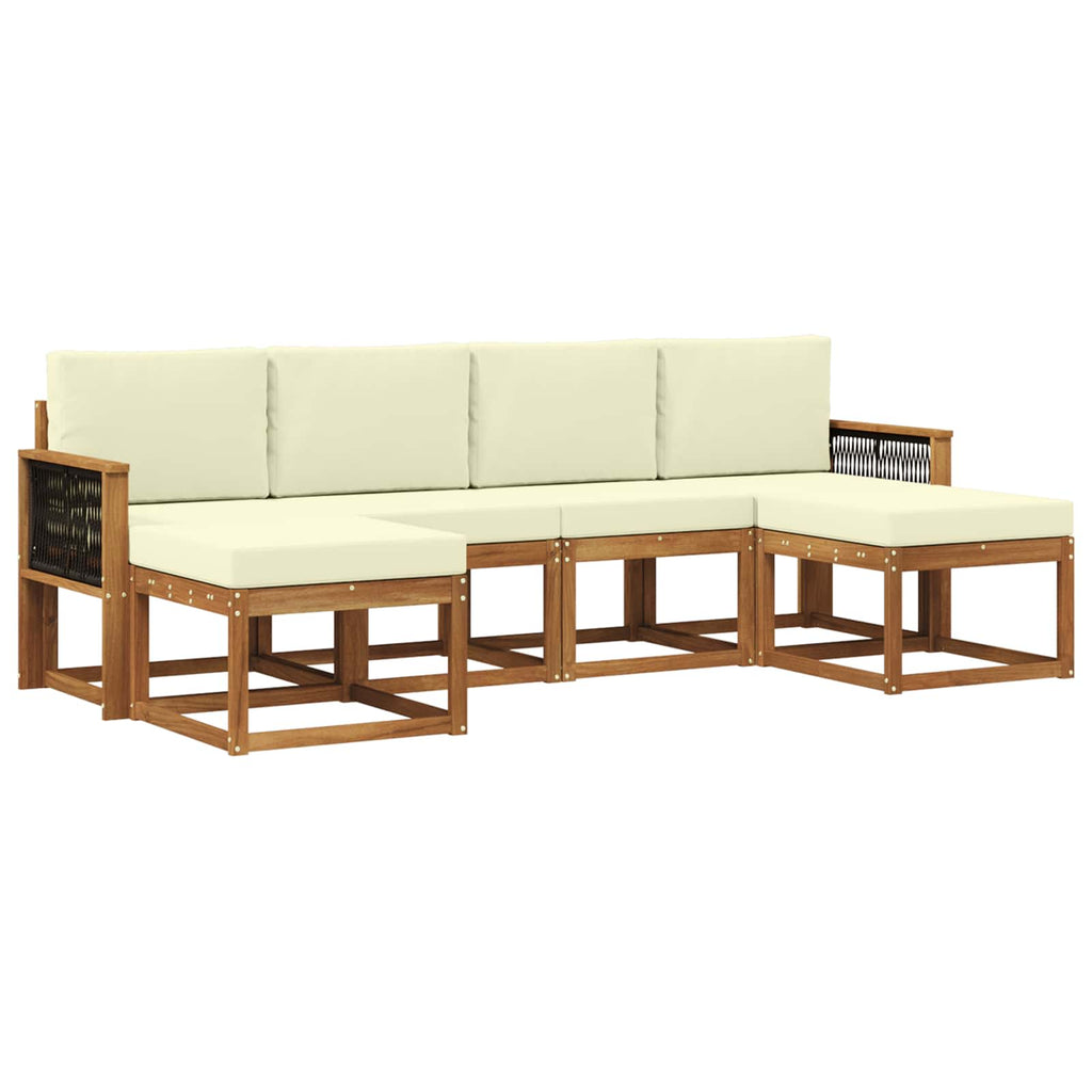 Outdoor-Sofagarnitur mit Kissen 6 pcs Natur und Creme Polyester