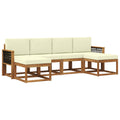 Outdoor-Sofagarnitur mit Kissen 6 pcs Natur und Creme Polyester