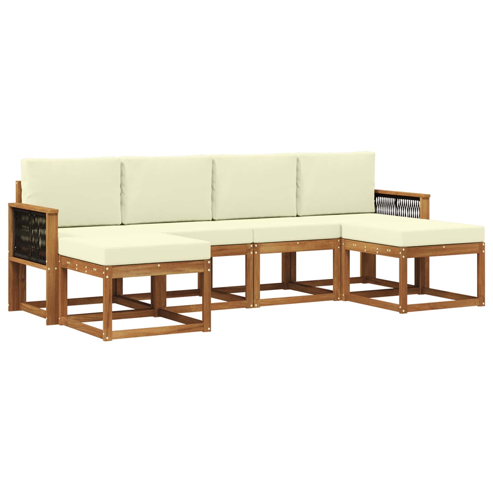 Outdoor-Sofagarnitur mit Kissen 6 pcs Natur und Creme Polyester