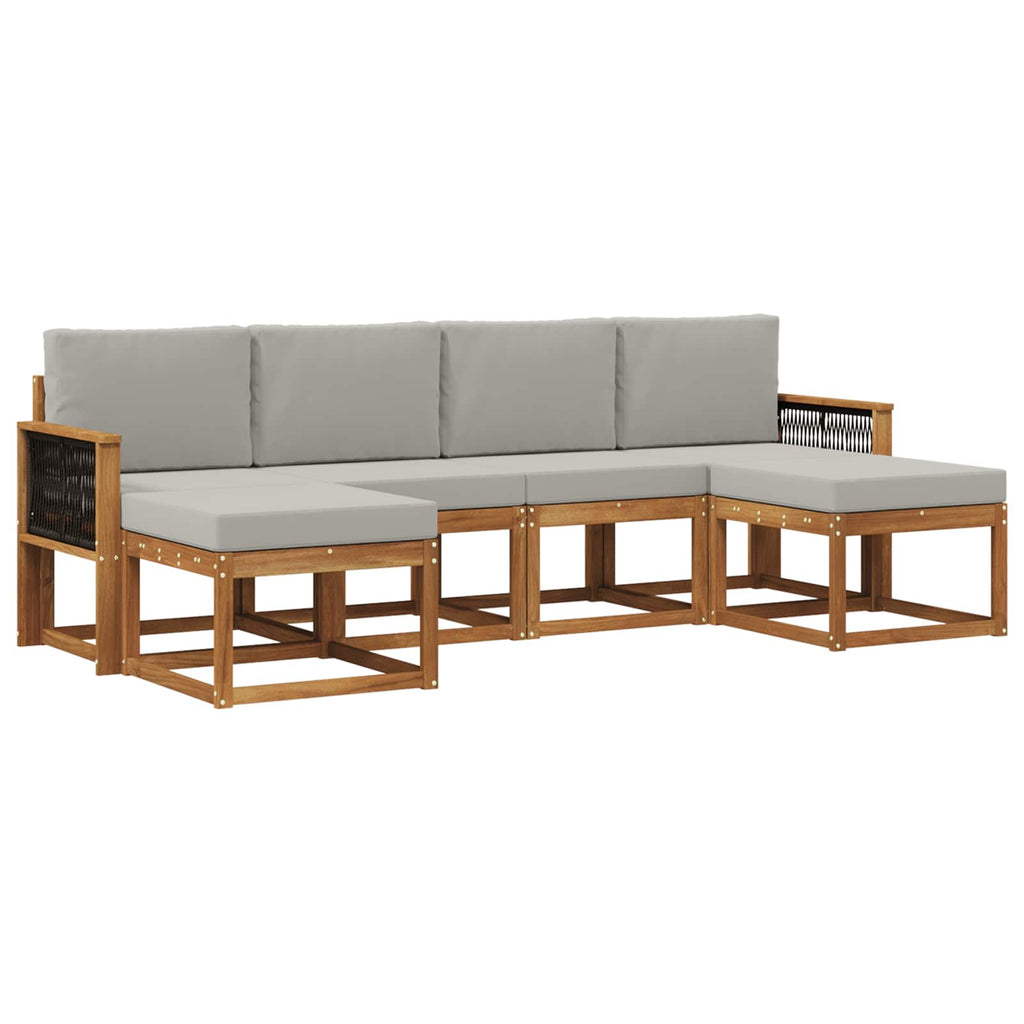 Outdoor-Sofagarnitur 6 pcs Natürlich und Hellgrau Polyester