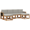 Outdoor-Sofagarnitur 6 pcs Natürlich und Hellgrau Polyester