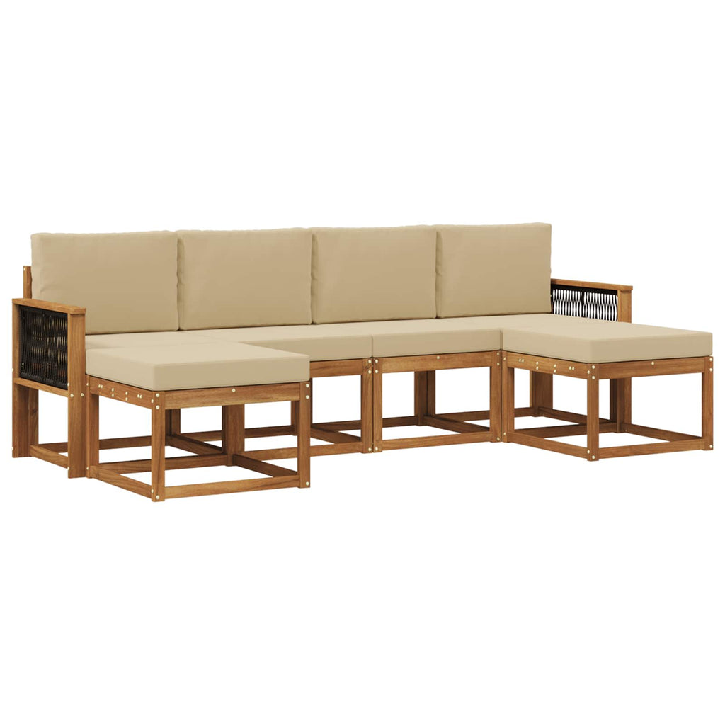 Outdoor-Sofagarnitur mit Kissen 6 pcs Natur und Beige Polyester