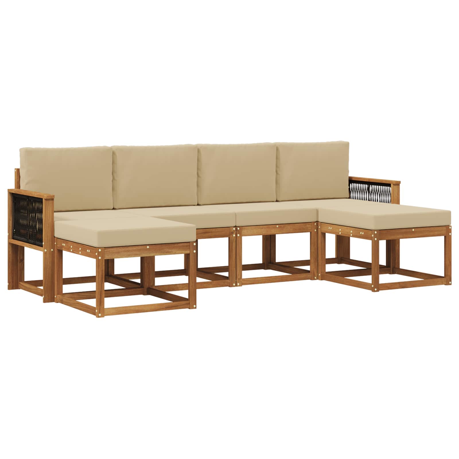 Outdoor-Sofagarnitur mit Kissen 6 pcs Natur und Beige Polyester