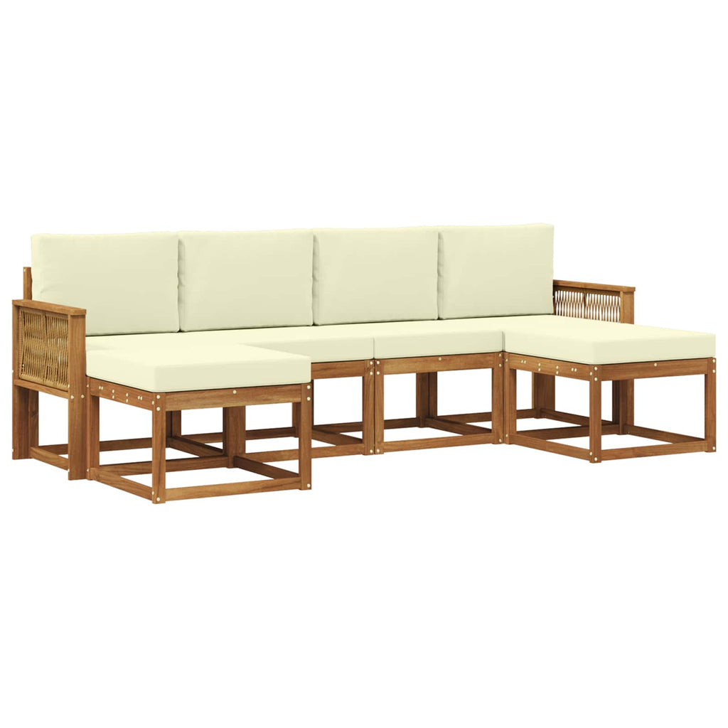 Outdoor-Sofagarnitur mit Kissen 6 pcs Natur und Creme Polyester