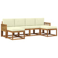 Outdoor-Sofagarnitur mit Kissen 6 pcs Natur und Creme Polyester