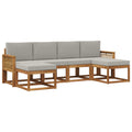 Outdoor-Sofagarnitur 6 pcs Natürlich und Hellgrau Polyester