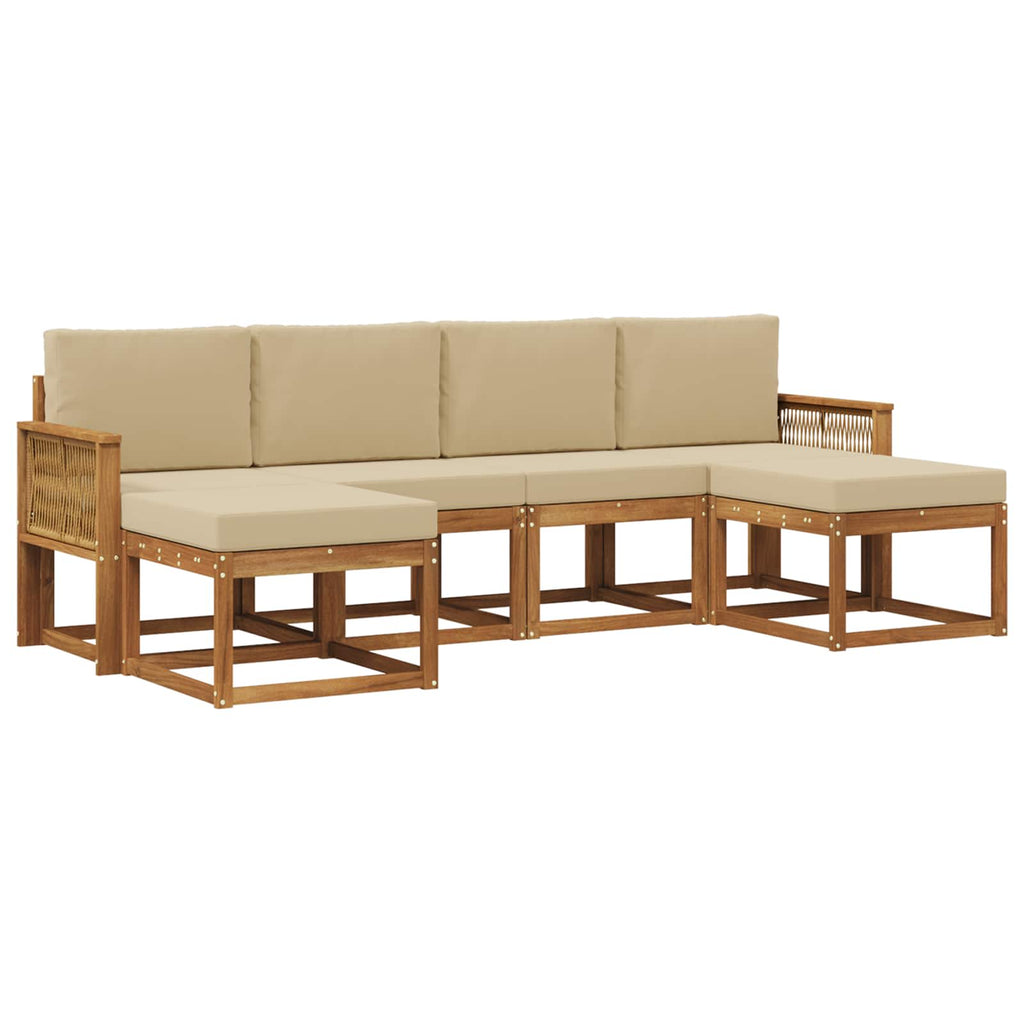Outdoor-Sofagarnitur mit Kissen 6 pcs Natur und Beige Polyester