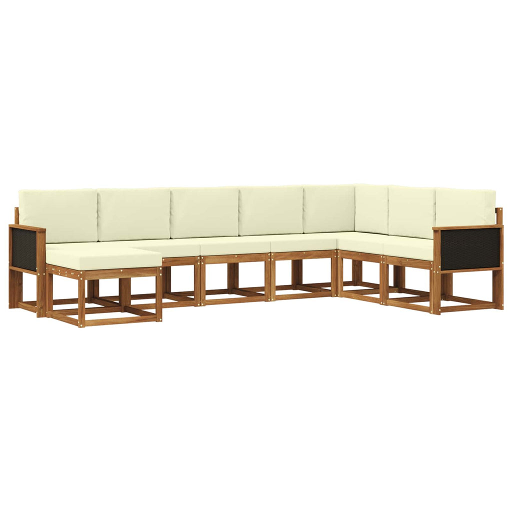 Outdoor-Sofagarnitur 8 pcs Natur und Creme Massivholz Akazie