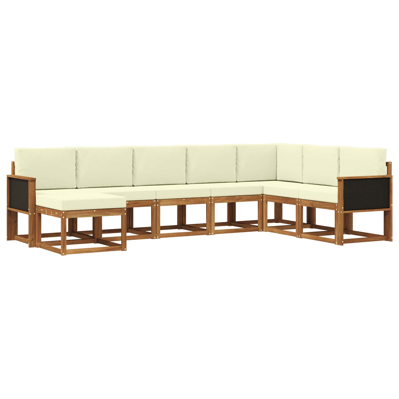 Outdoor-Sofagarnitur 8 pcs Natur und Creme Massivholz Akazie