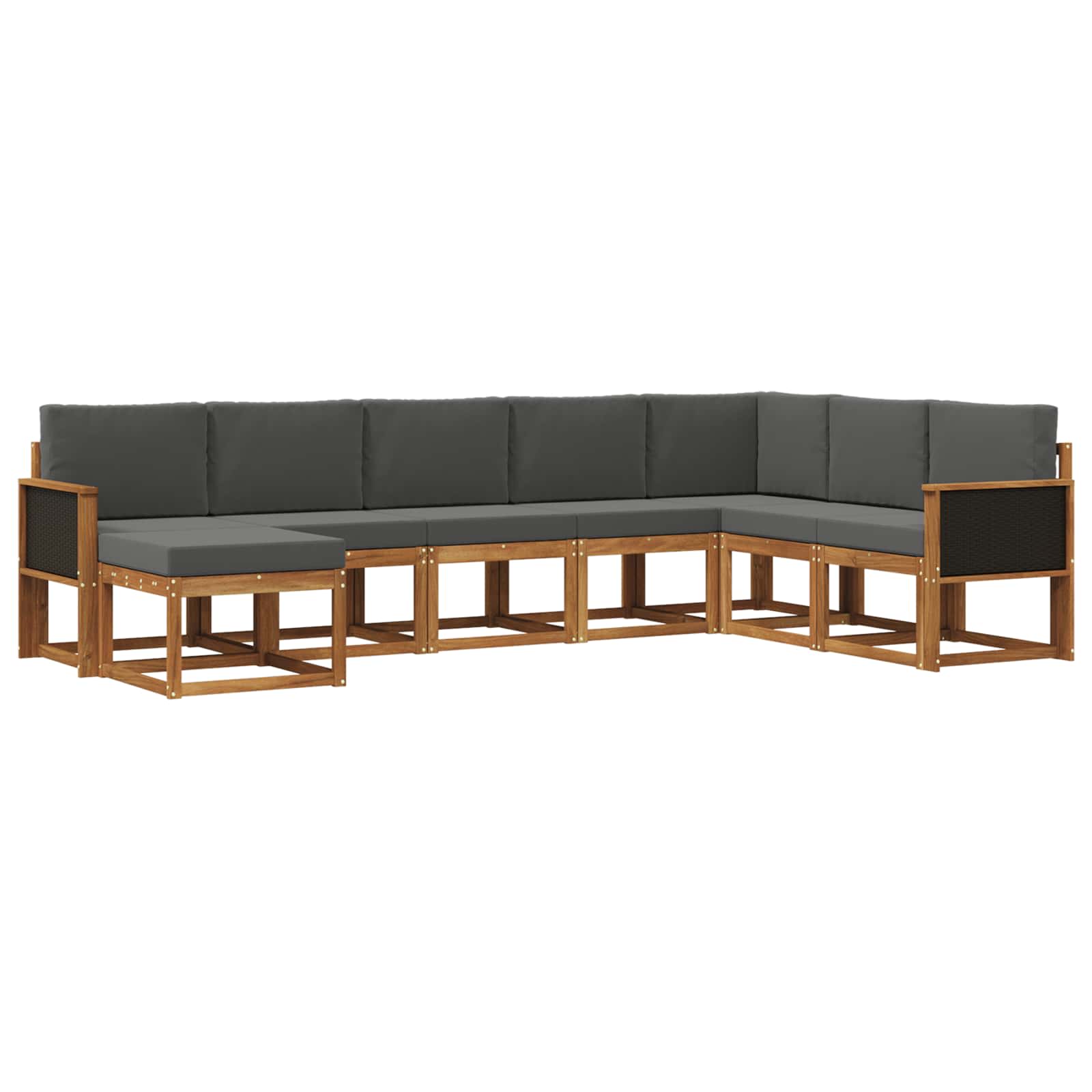 Outdoor-Sofagarnitur mit Kissen 8 pcs Natur und Anthrazit