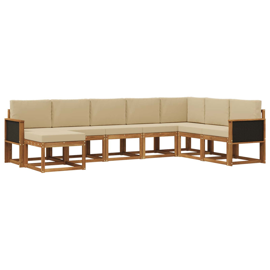 Outdoor-Sofagarnitur 8 pcs Natur und Beige Massivholz Akazie