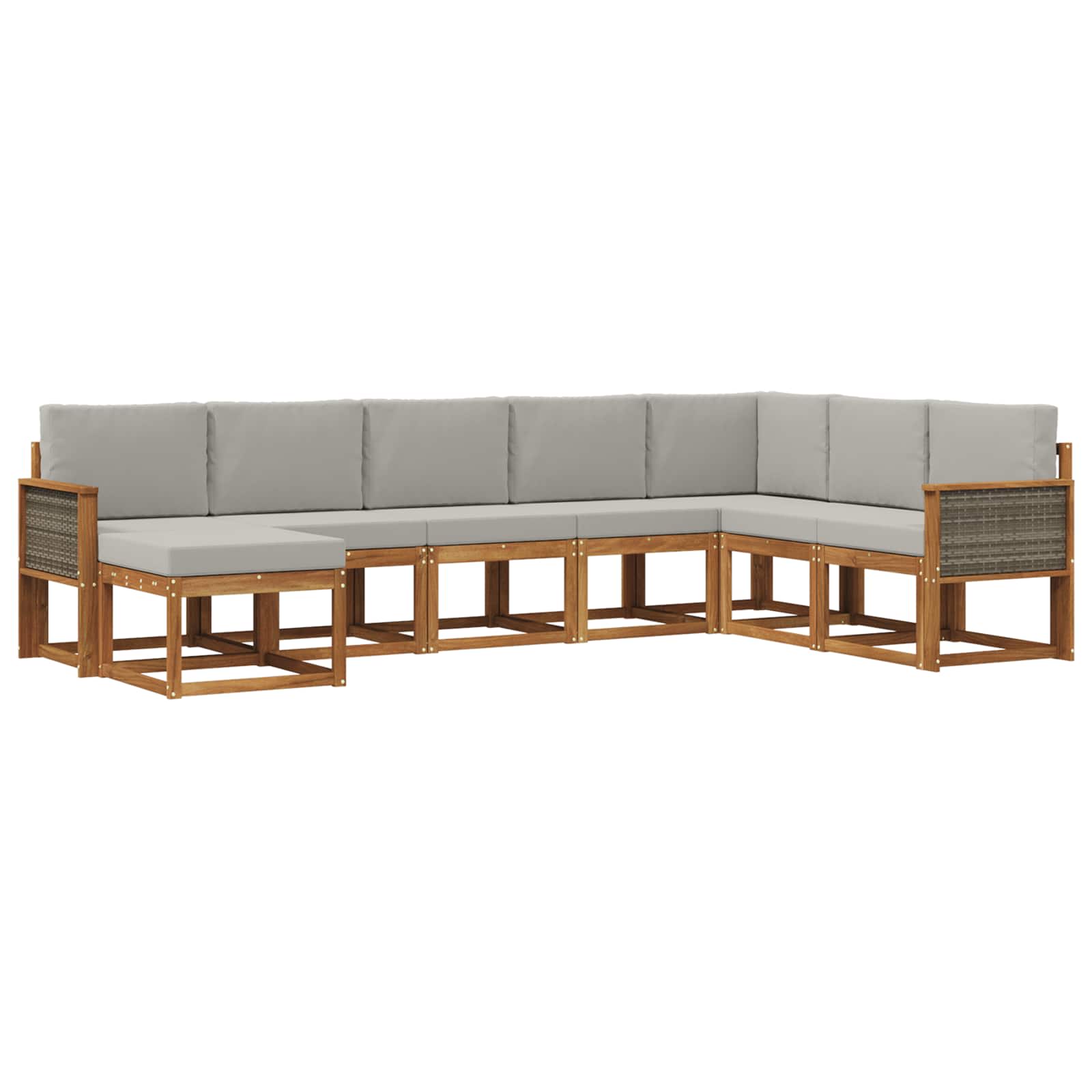 Outdoor-Sofagarnitur mit Kissen 8 pcs Natürlich und Hellgrau
