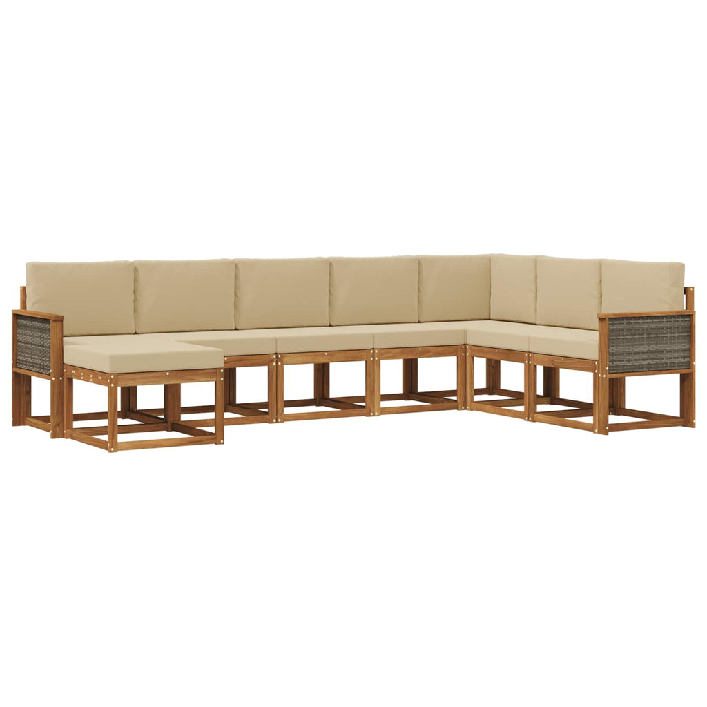 Outdoor-Sofagarnitur 8 pcs Natur und Beige Massivholz Akazie