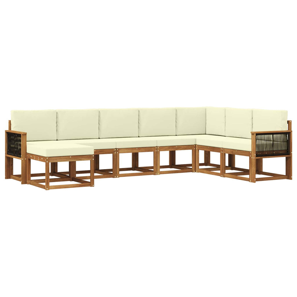 Outdoor-Sofagarnitur 8 pcs Natur und Creme Massivholz Akazie