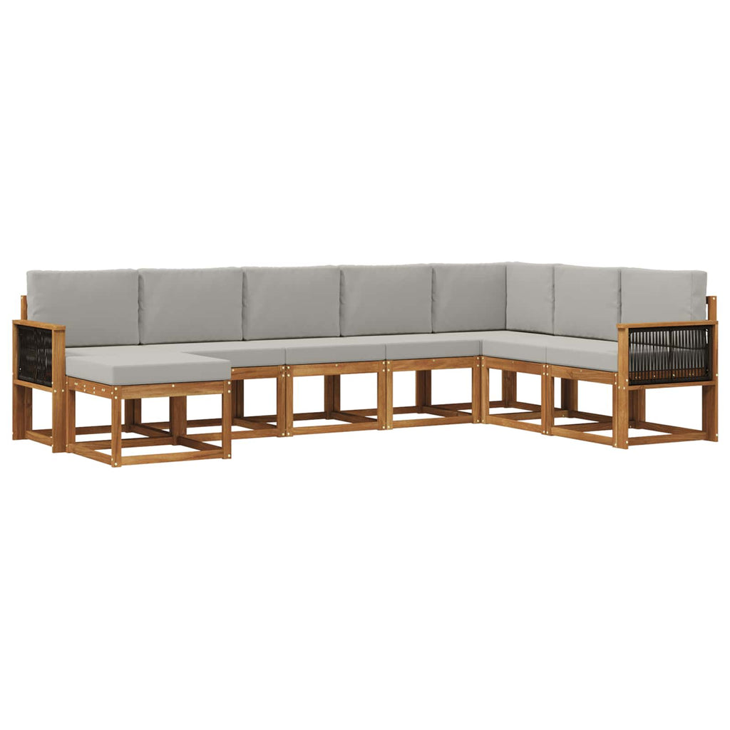 Outdoor-Sofagarnitur mit Kissen 8 pcs Natürlich und Hellgrau