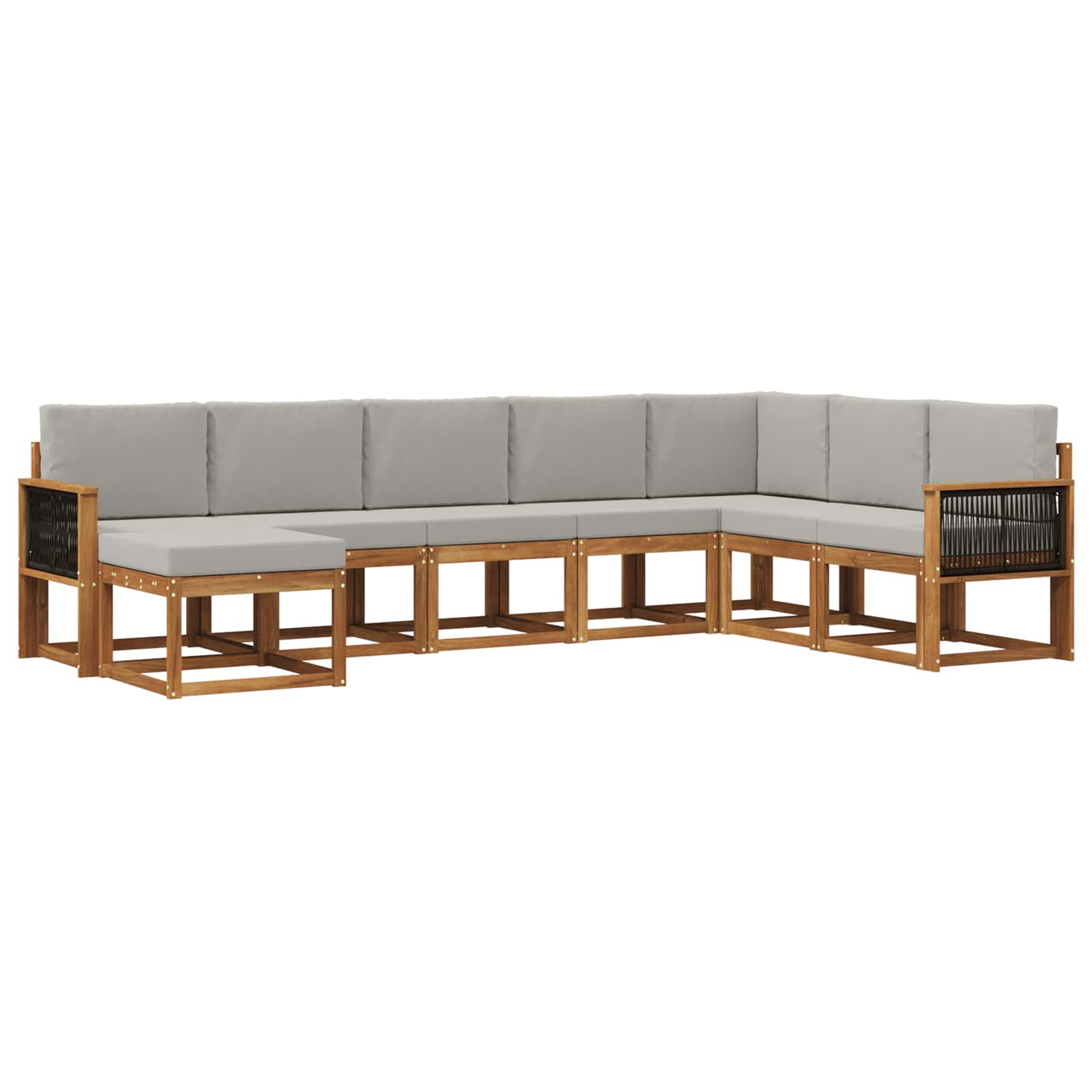 Outdoor-Sofagarnitur mit Kissen 8 pcs Natürlich und Hellgrau