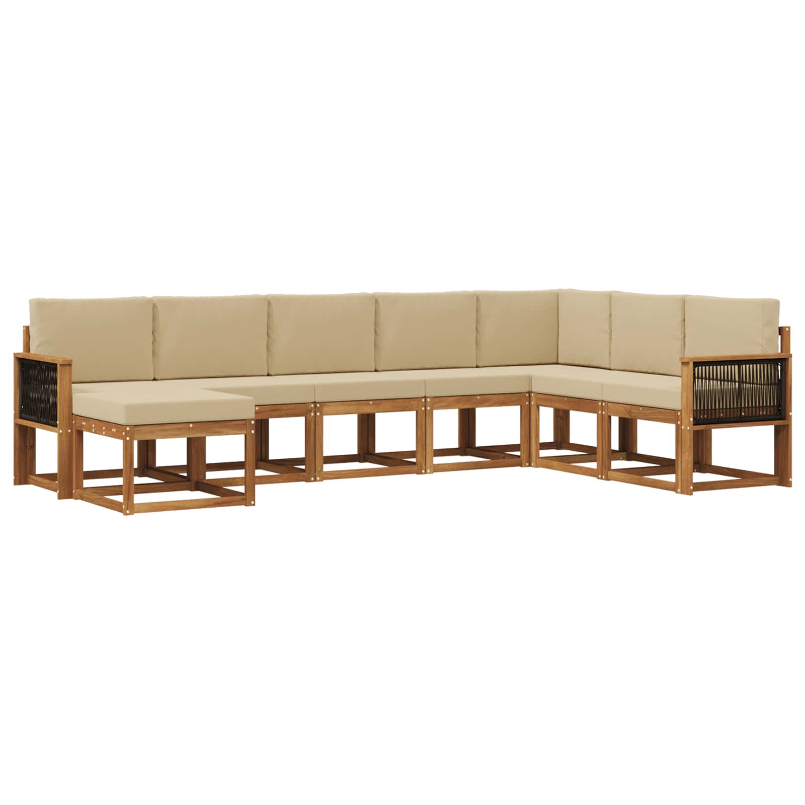 Outdoor-Sofagarnitur 8 pcs Natur und Beige Massivholz Akazie