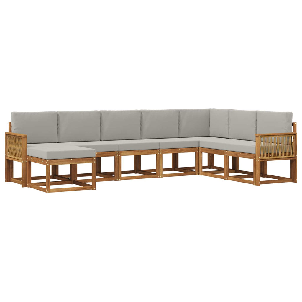 Outdoor-Sofagarnitur mit Kissen 8 pcs Natürlich und Hellgrau