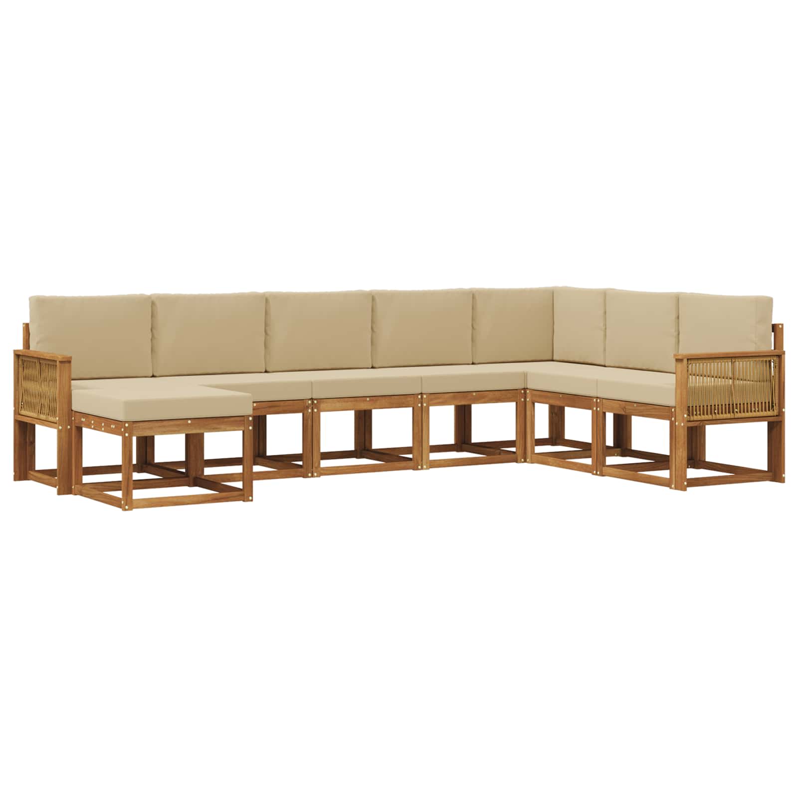 Outdoor-Sofagarnitur 8 pcs Natur und Beige Massivholz Akazie