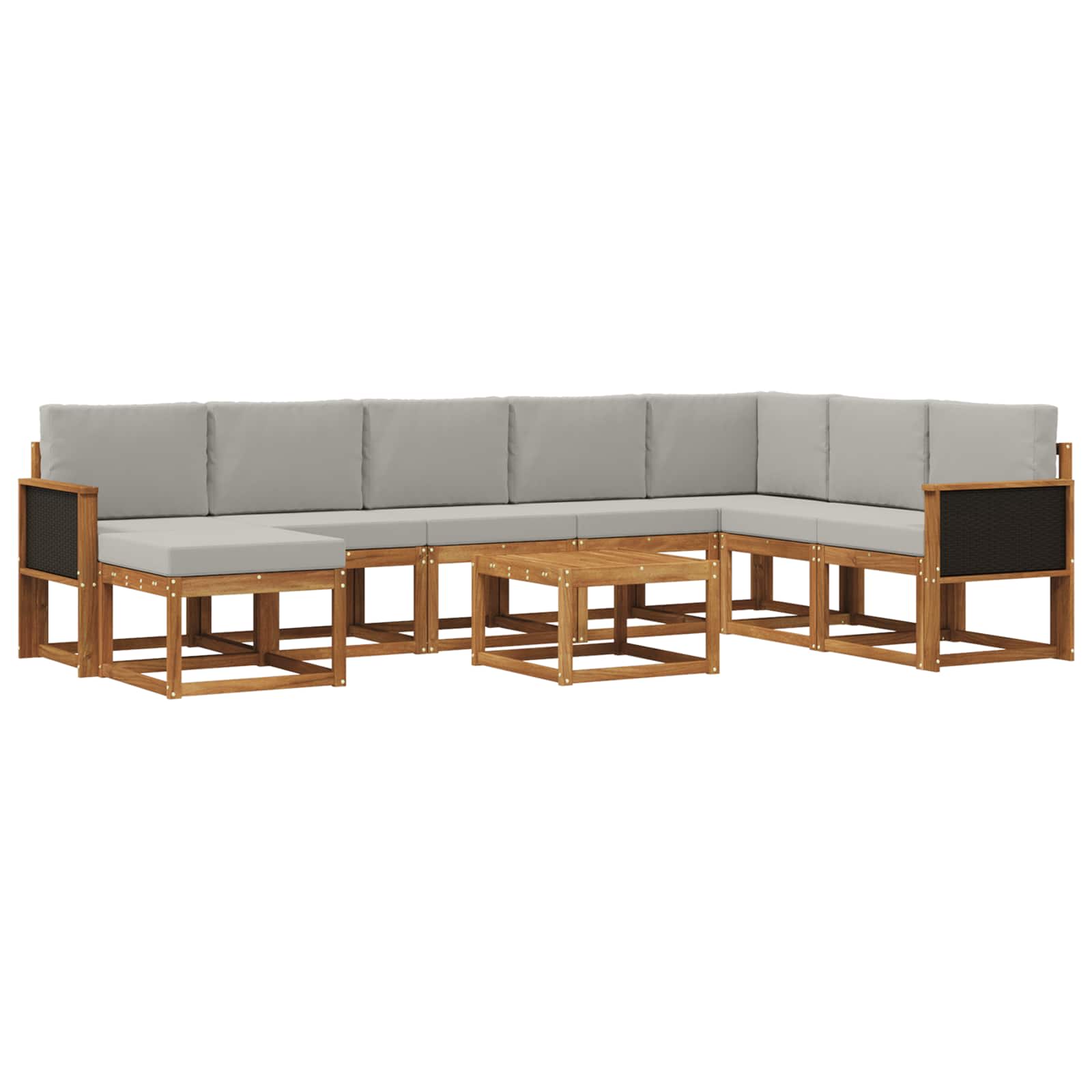 Outdoor-Sofagarnitur mit Kissen 9 pcs Natürlich und Hellgrau