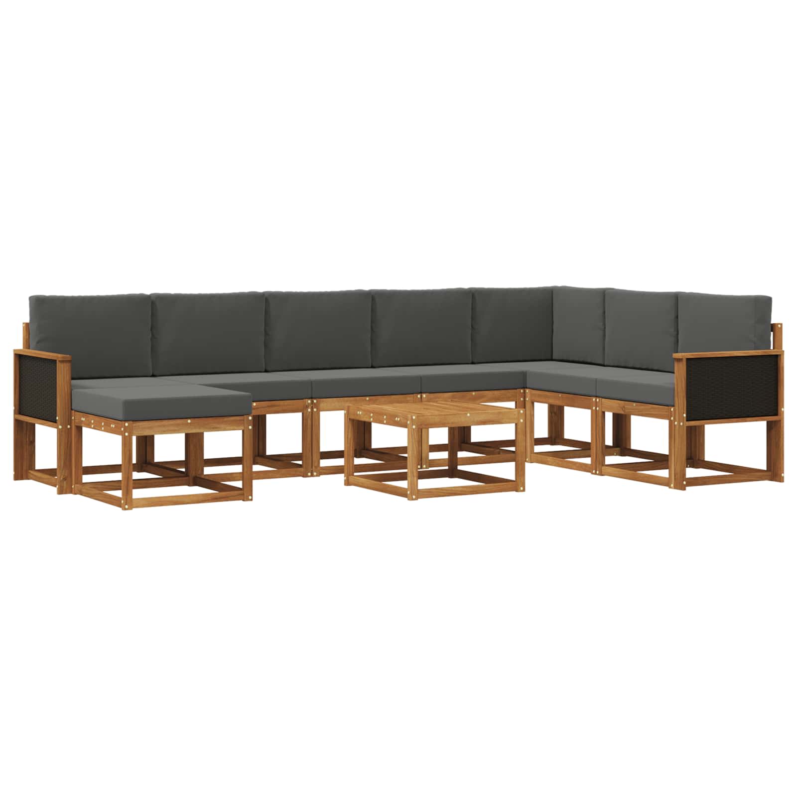 Outdoor-Sofagarnitur mit Kissen 9 pcs Natur und Anthrazit