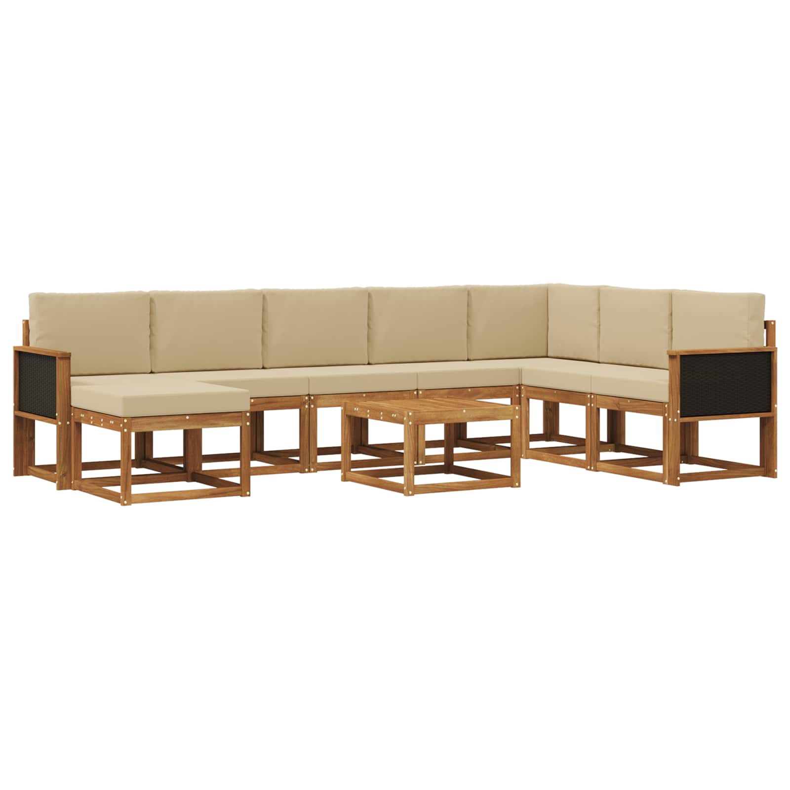 Outdoor-Sofagarnitur 9 pcs Natur und Beige Massivholz Akazie