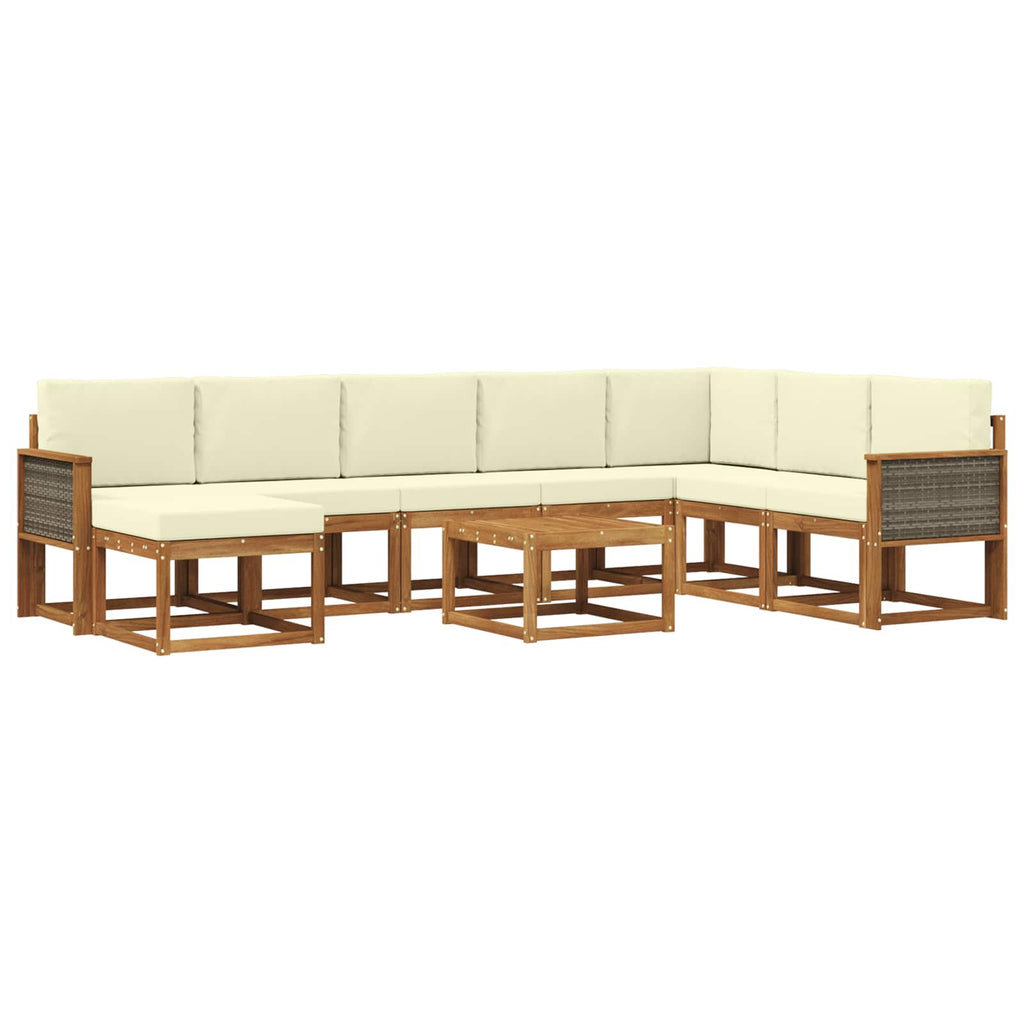 Outdoor-Sofagarnitur 9 pcs Natur und Creme Massivholz Akazie
