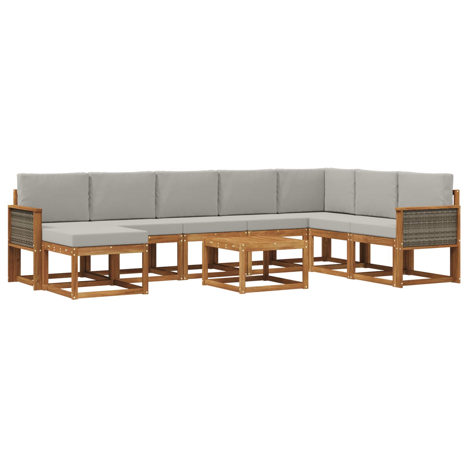 Outdoor-Sofagarnitur mit Kissen 9 pcs Natürlich und Hellgrau