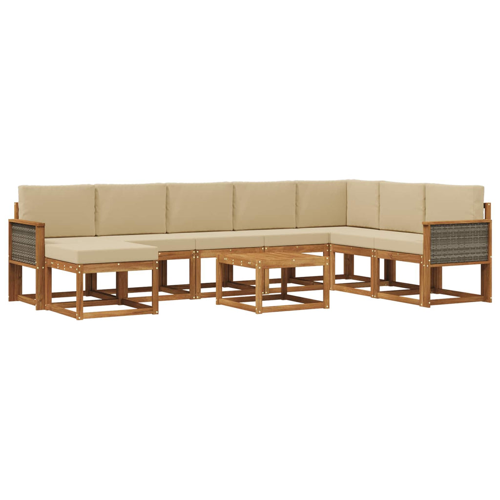 Outdoor-Sofagarnitur 9 pcs Natur und Beige Massivholz Akazie