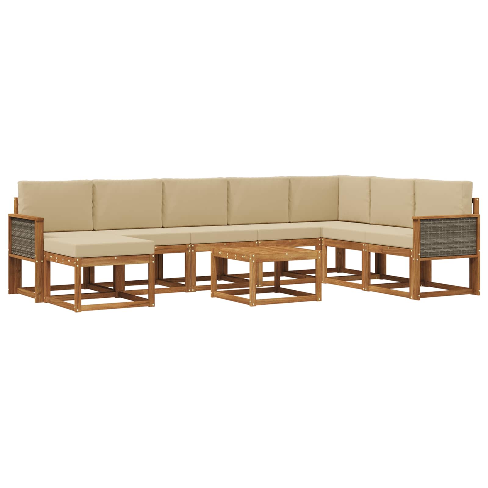 Outdoor-Sofagarnitur 9 pcs Natur und Beige Massivholz Akazie