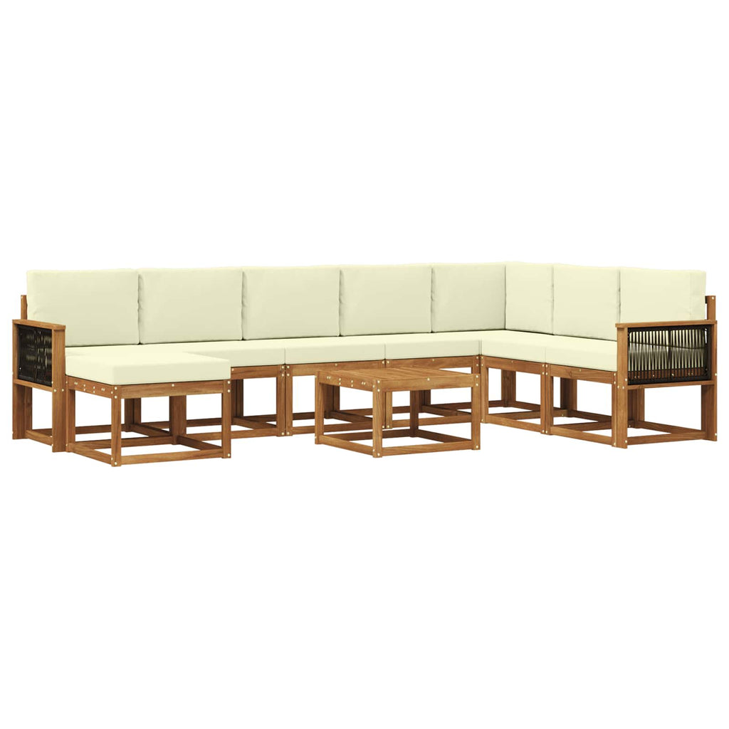 Outdoor-Sofagarnitur 9 pcs Natur und Creme Massivholz Akazie