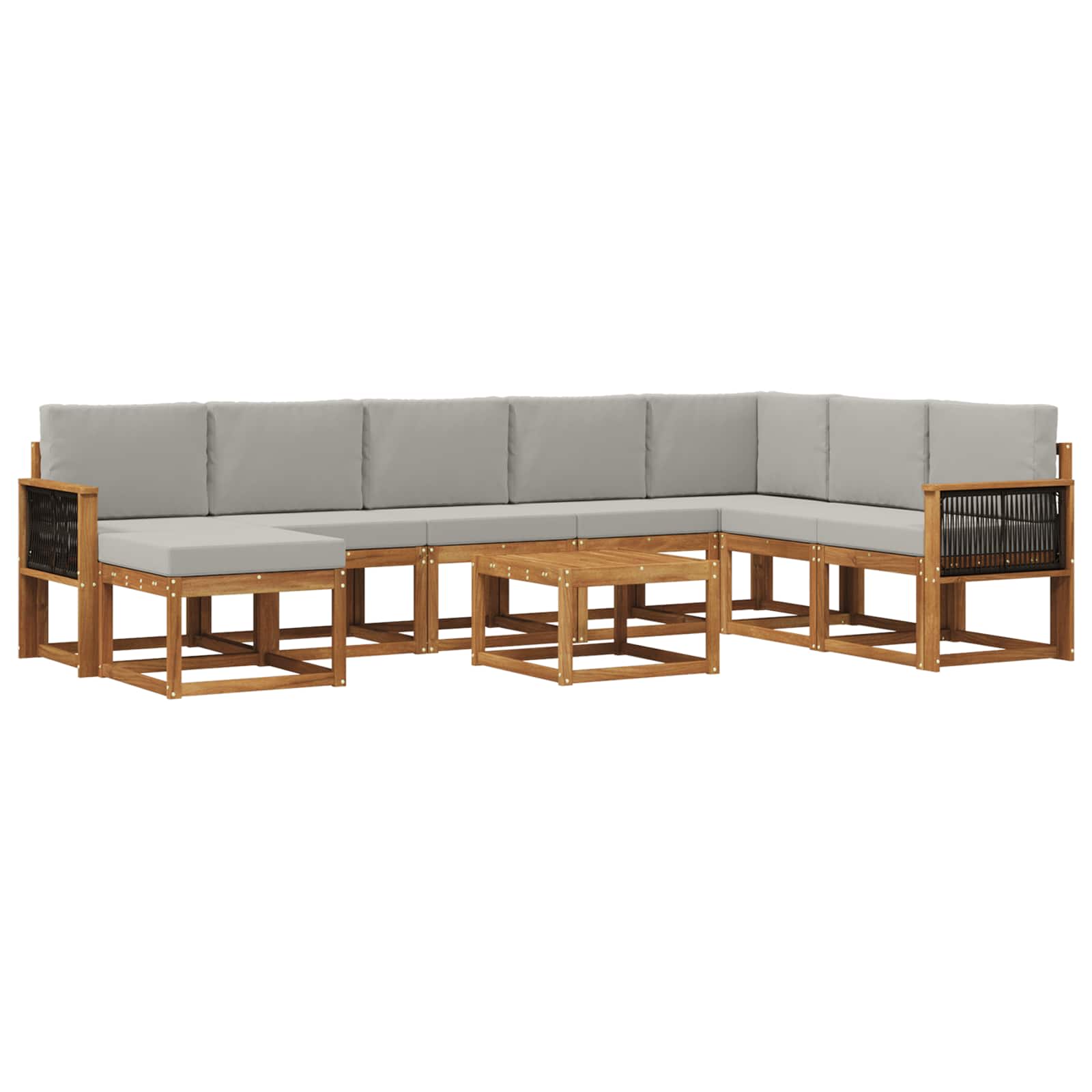Outdoor-Sofagarnitur mit Kissen 9 pcs Natürlich und Hellgrau